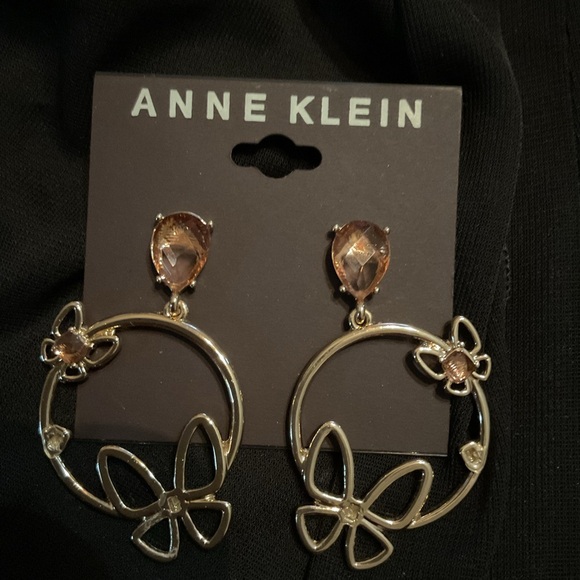 Anne Klein Gold Butterfly Drop Earrings - Picture 2 of 3